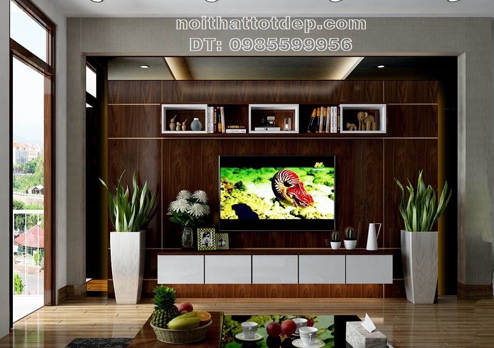Thi công nội thất chung cư đẹp - thi công nội thất chất liệu gỗ veneer óc chó